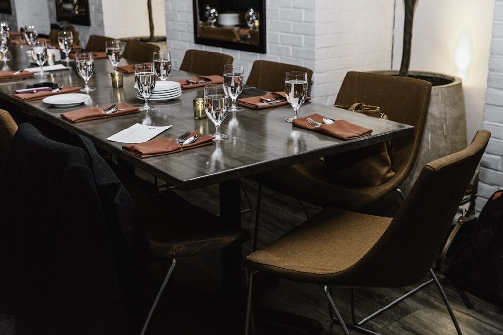Private dining setup at Veda Modern Indian Restaurant Philadelphia