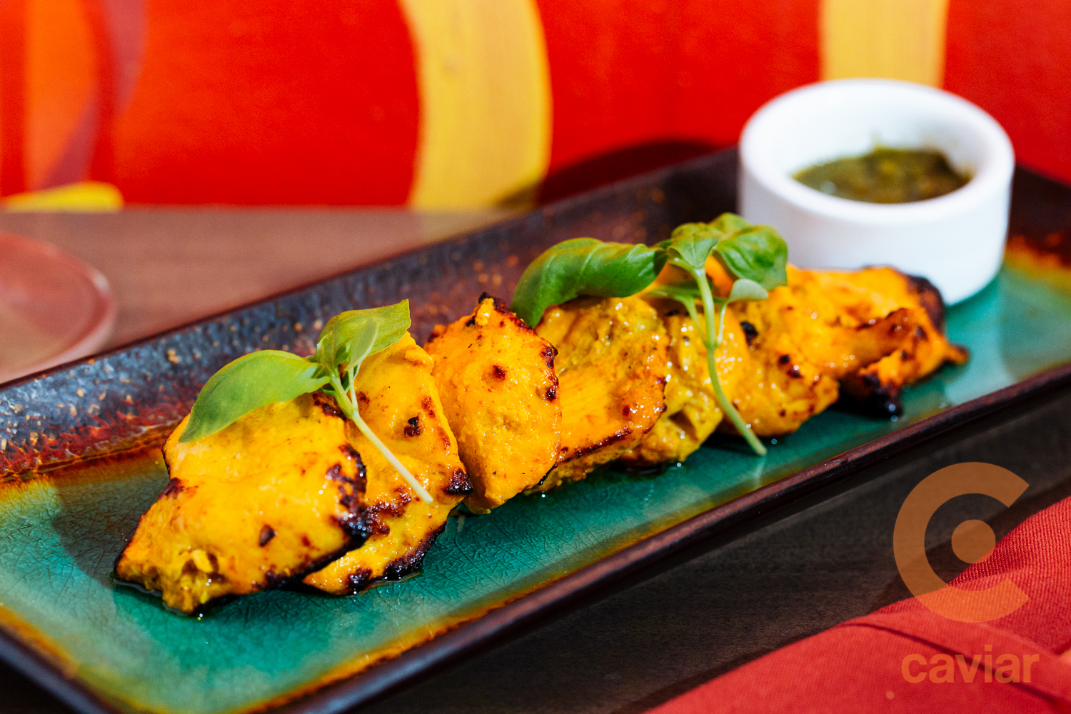 Chicken Tikka Achari with chutney
