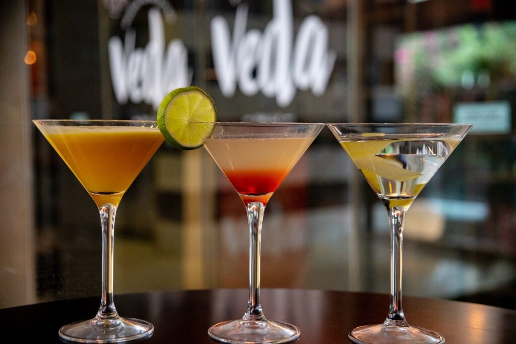 Craft cocktails at Veda Modern Indian Restaurant in Philadelphia